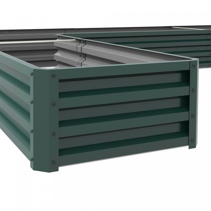 Outsunny L-shaped Raised Garden Bed, 82\" X 109\" X 12\" Galvanized Steel Planter Box With Multi-reinfo