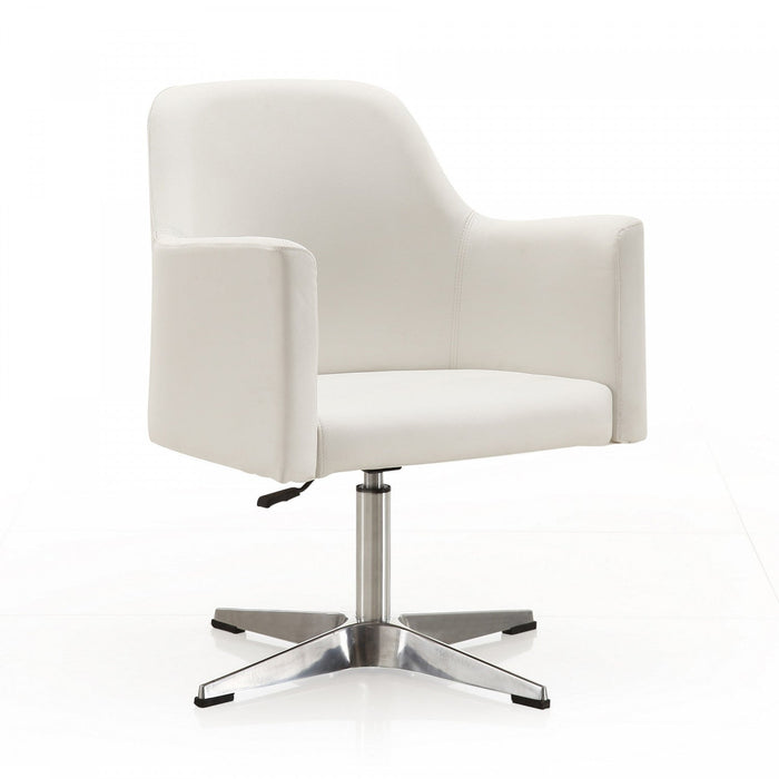Pelo Modern Vegan Leather Swivel Lounge Chair in White - Set of 2 Accent Chair 