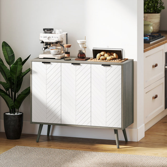HOMCOM 36" Sideboard, Buffet Cabinet with Adjustable Shelves, Grey