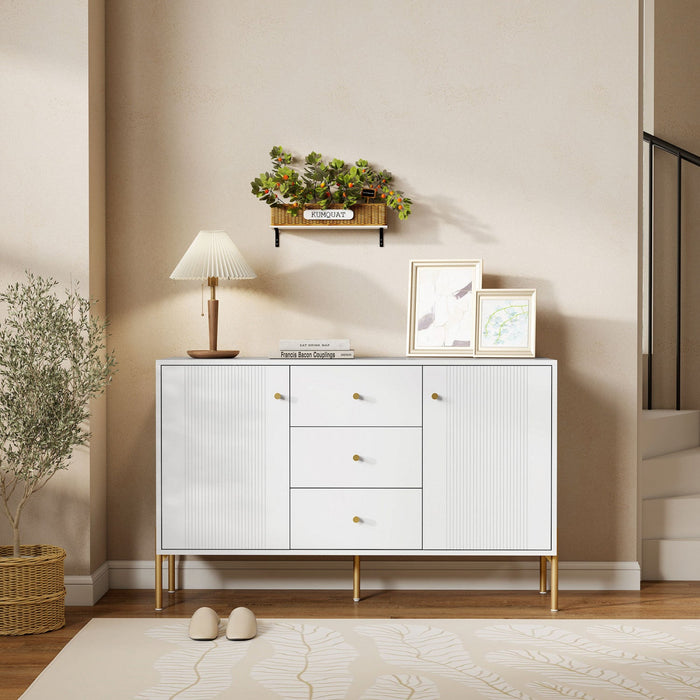 HOMCOM 47" Buffet Cabinet with 3 Drawers and 2 Doors Modern Sideboard White