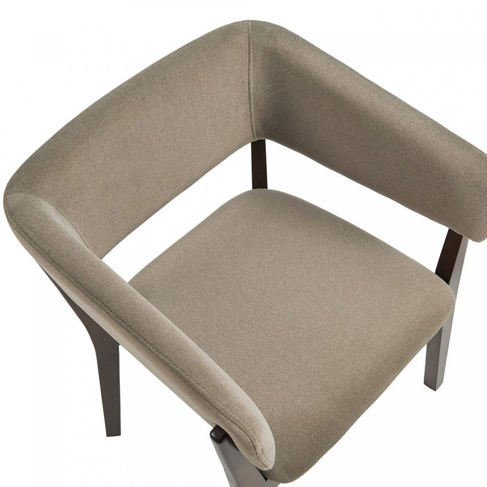 Blake Modern Faux Mohair Wood Armchair in Linen - Set of 4 Dining Chair 