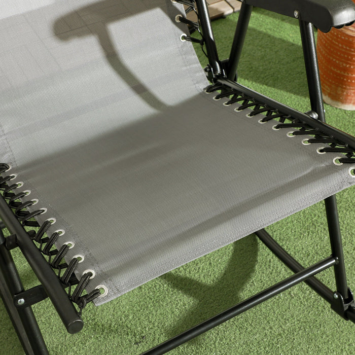 Outsunny 2pc Patio Foldable Rocking Chair Set Grey