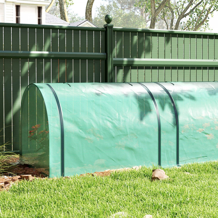 Outsunny Mini Tunnel Greenhouse With Pe Cover Garden Green Grow Shed, Green