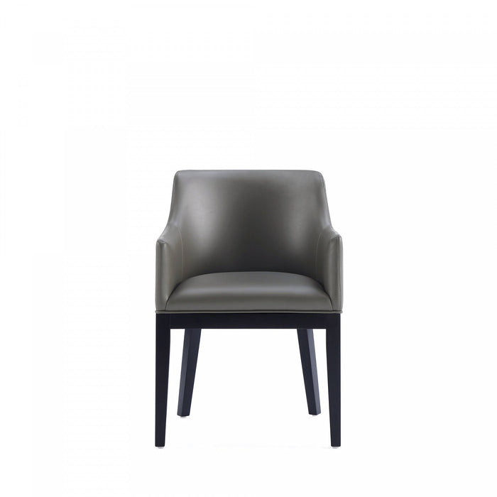 Gansevoort Modern Wood Vegan Leather Armchair in Graphite - Set of 2 