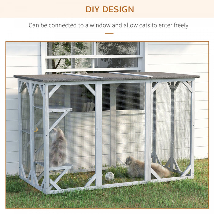 Pawhut Cat Cage Indoor Catio Outdoor Cat Enclosure Pet House Small Animal Hutch For Rabbit, Kitten, 