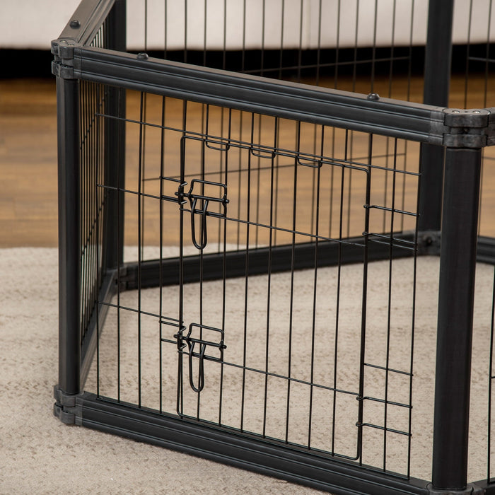 Pawhut Dog Playpen, 6 Panels 24.5\" Heavy Duty Pet Playpen, Foldable Dog Exercise Pen With Door Indoo