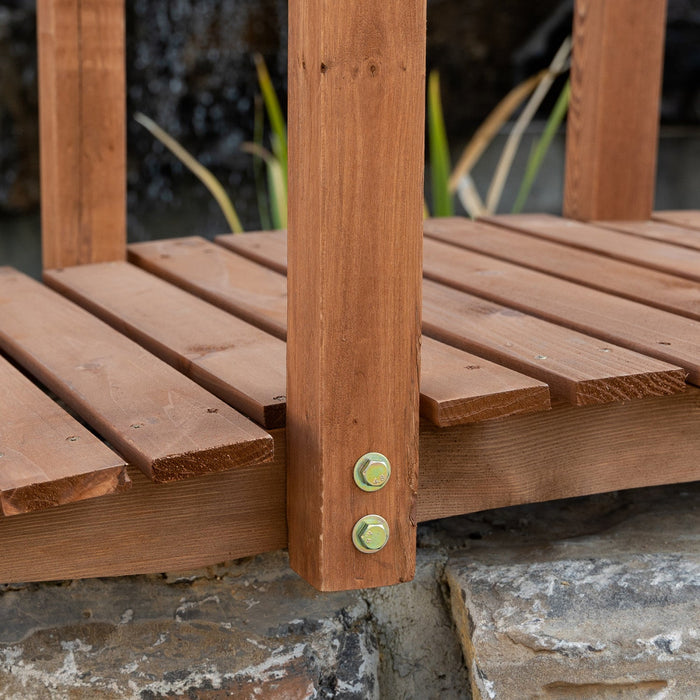 Outsunny 5ft Wooden Garden Bridge Outdoor Decorative Arc Footbridge With Hemp Rope Railings & Fir Co