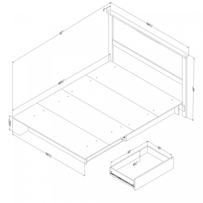 Step One Platform Bed And Headboard Set Pure Black - South Shore Queen Bed