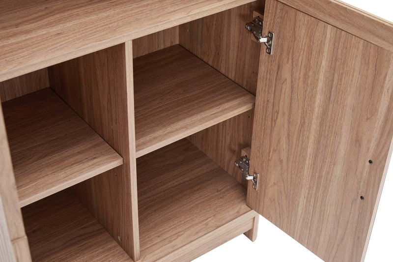 Jodie Mid-Century Modern 31\" Bookcase Cabinet in Maple (6-Shelf) - Set of 2 