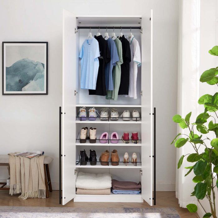Lee Modern 32\" Wardrobe Closet in White Armoire 