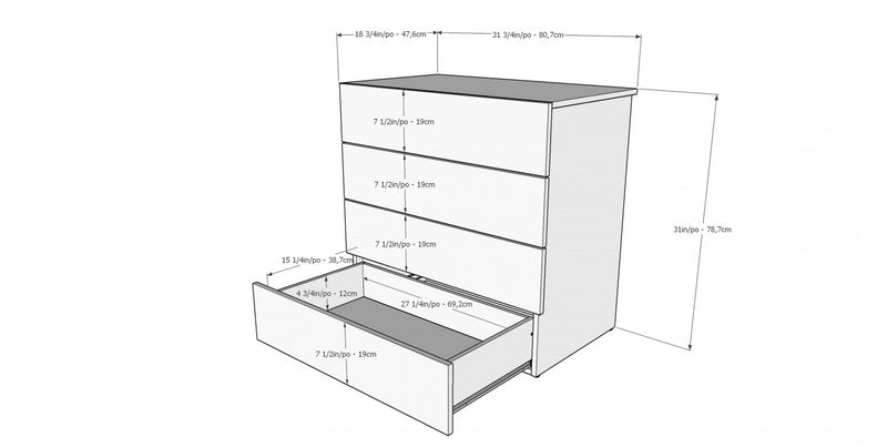 Nordika 4-Drawer Chest - Bark Grey 