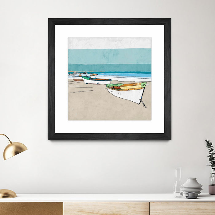 \"Lined Up\" Matted and Framed Black 30x30 Wall Art