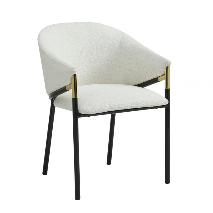 Pater Modern Dining Chairs With Upholstered Fabric Seating And Metal Legs,white 