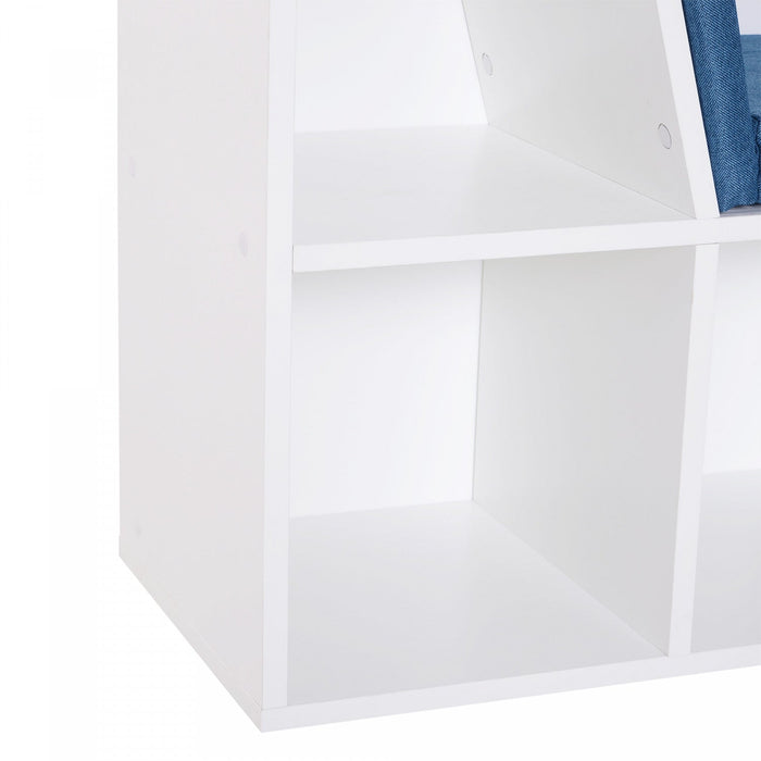 HOMCOM 6-Cubby Bookcase Bookshelf with Cushion Reading Nook, Blue