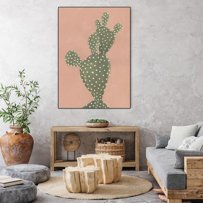 \"Coral Cacti Ii\" Canvas Framed Black 24x32 Wall Art