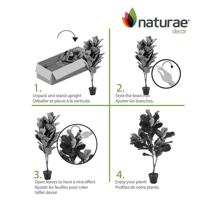 Artificial 49\" Fiddle Leaf In Black Pot 