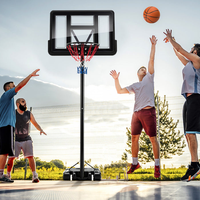 Costway 4.25-10ft Portable Adjustable Basketball Hoop System With 44" Backboard 2 Nets