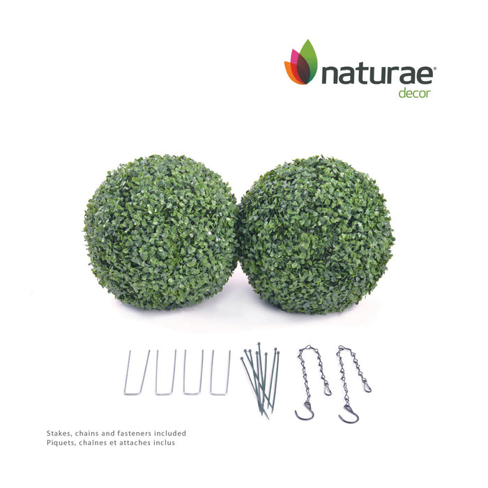 Artificial Boxwood 11\" Foliage Ball 2 Pieces 