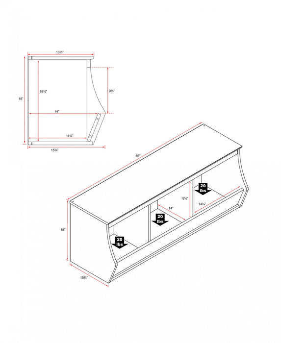 Monterey Stackable 3-Bin Storage Cubbie - White