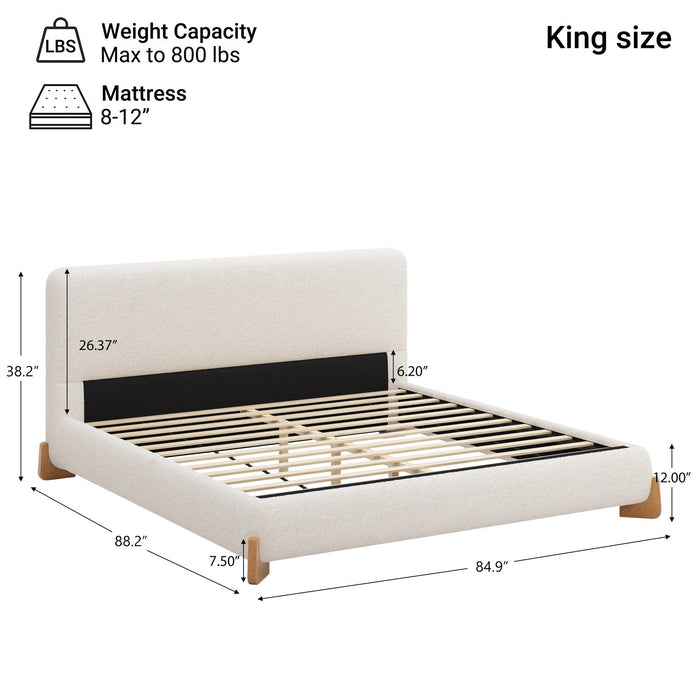 Olivia Elegant Comfortable Upholstered Bed,King Size,White King Bed  