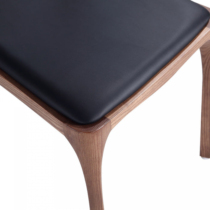 Moderno Modern Wood Vegan Leather Dining Chair in Black - Set of 4 