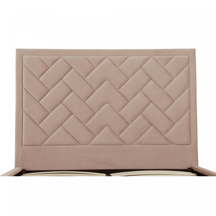 Crosby Modern Upholstered Velvet Queen Bed in Nude 