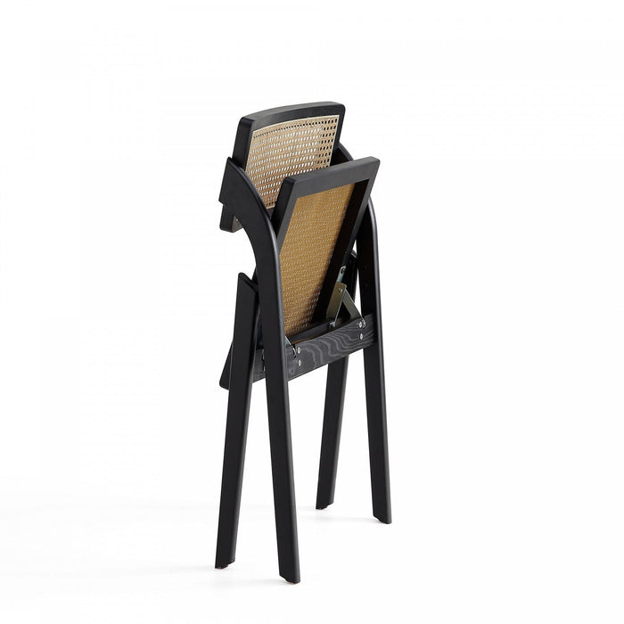 Lambinet Industry Chic Wood Folding Chair in Black and Natural - Set of 4 Dining Chair 