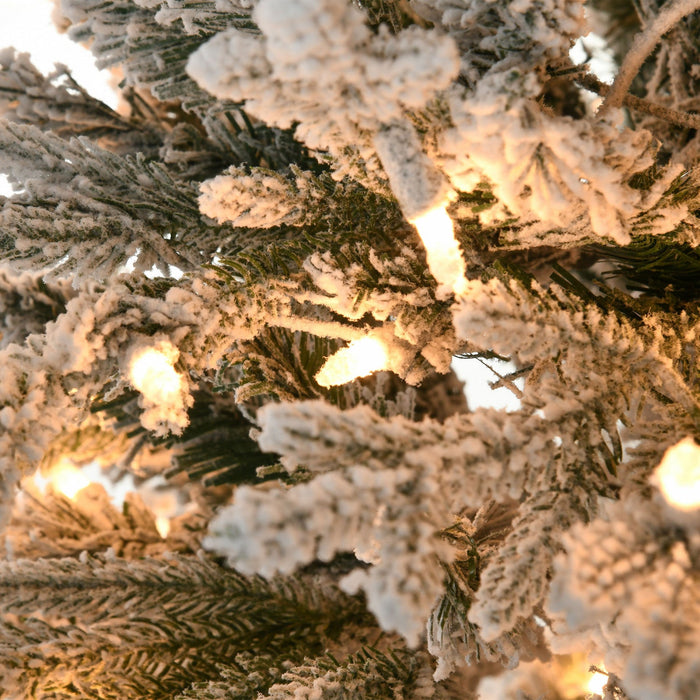 Homcom 6' Flocked Artificial Christmas Tree With Warm Yellow Clear Lights