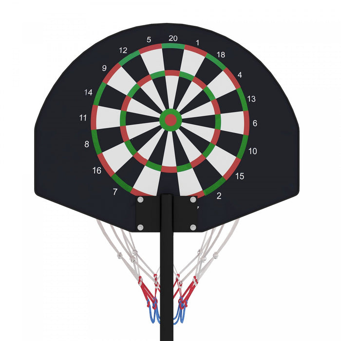 Soozier 3-5ft Basketball Hoop Stand With Dartboard, Darts And 15" Backboard