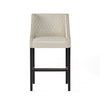 Deborah Armrests Barstool With Quilted Bonded Leather - Ivory 