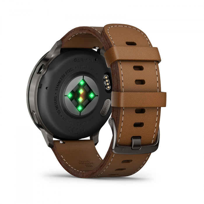 Garmin Venu 4 45mm Slate Leather Durable Smartwatch - Navigation Wearable, Advanced Routing, Weather Reminders, Training Insights, Auto Lap