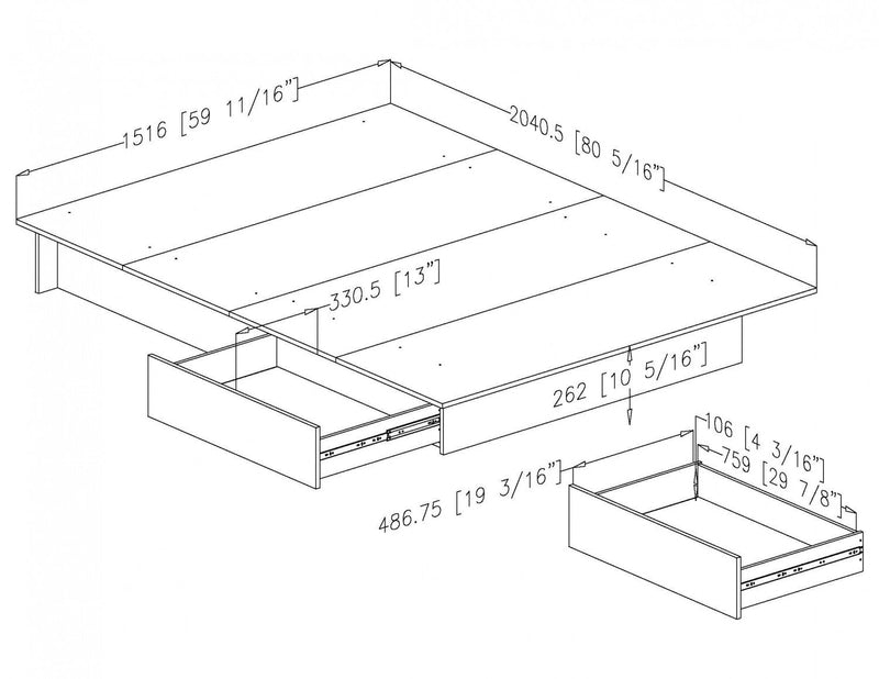 Step One Platform Bed With Drawers - Pure White 