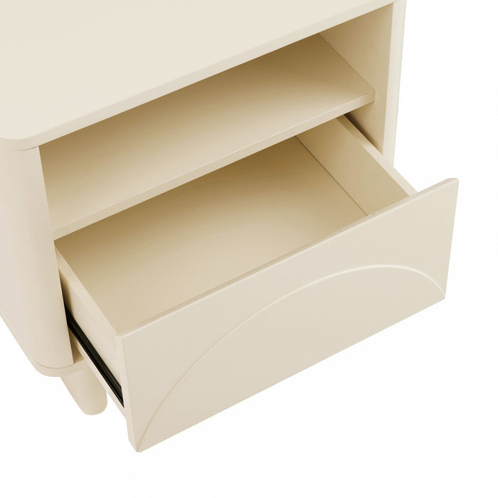 Ella Modern 20\" Nightstand in Cream (1-Drawer) - Set of 2 