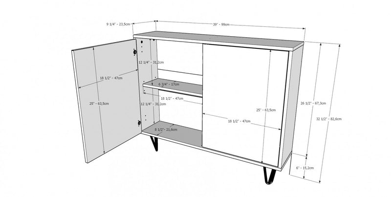 Nordika Slim 2-Door Accent Cabinet - Walnut 