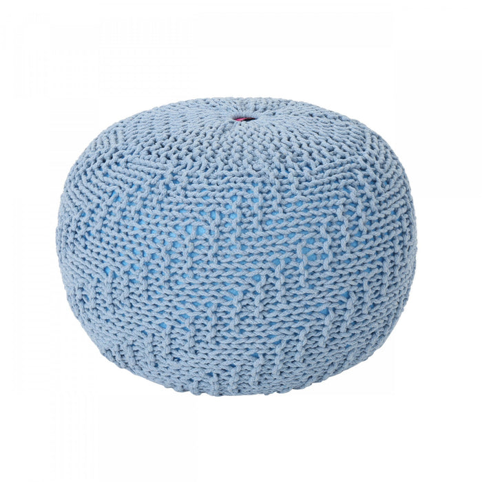 Murphy Upholstered Pouf,100% Cotton - Teal 