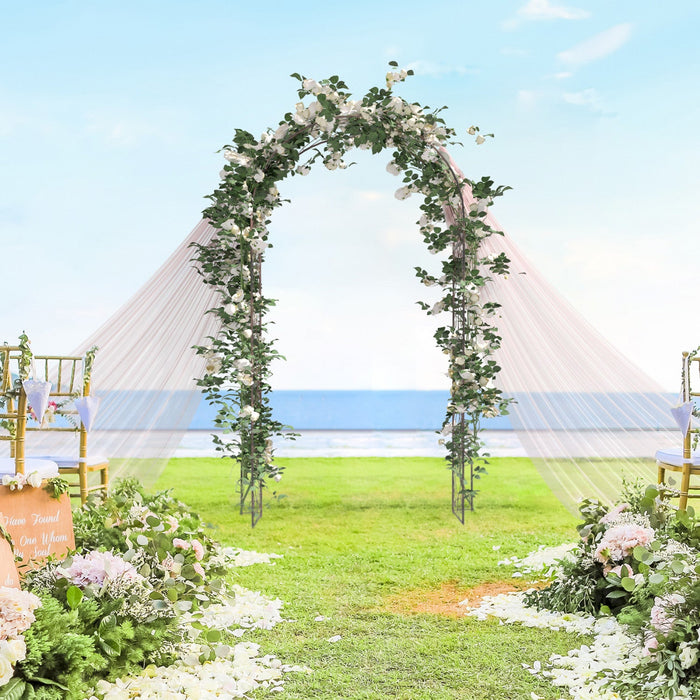 Outsunny 7.5ft Garden Metal Arch Outdoor Walkway Arbor For Decorative Climbing Vine Plants Patio Law