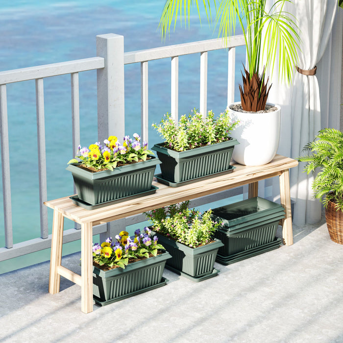 Outsunny 7 Pack 15.7" Plant Pots, Flower Planters w/ Drainage Holes, Green