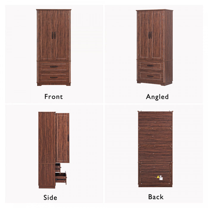 Angela 71\" Adjustable Shelves Pantry Cabinet With 2 Drawers - Brown 
