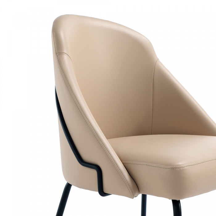 Gracie Modern Metal Vegan Leather Dining Chair in Tan and Black Armoire 