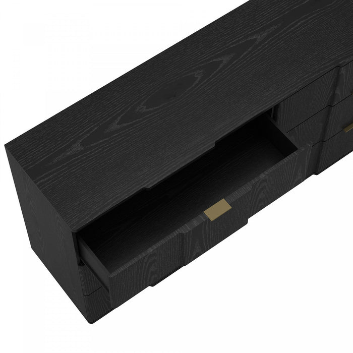 Clive Mid-Century Modern 72\" Dresser in Black and Gold (6-Drawer) 