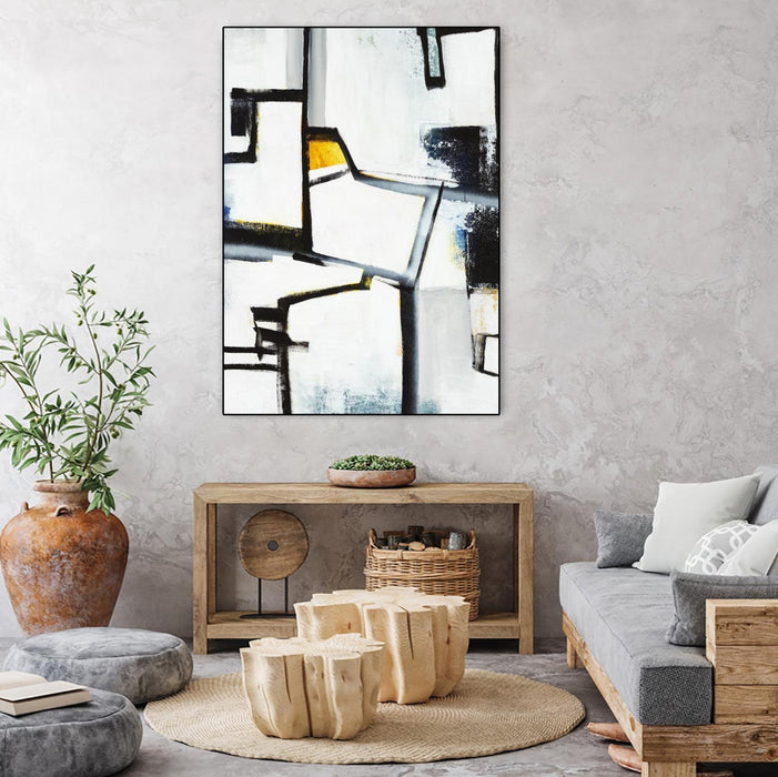 \"The A Line Ii\" Canvas Framed Black 18x24 Wall Art