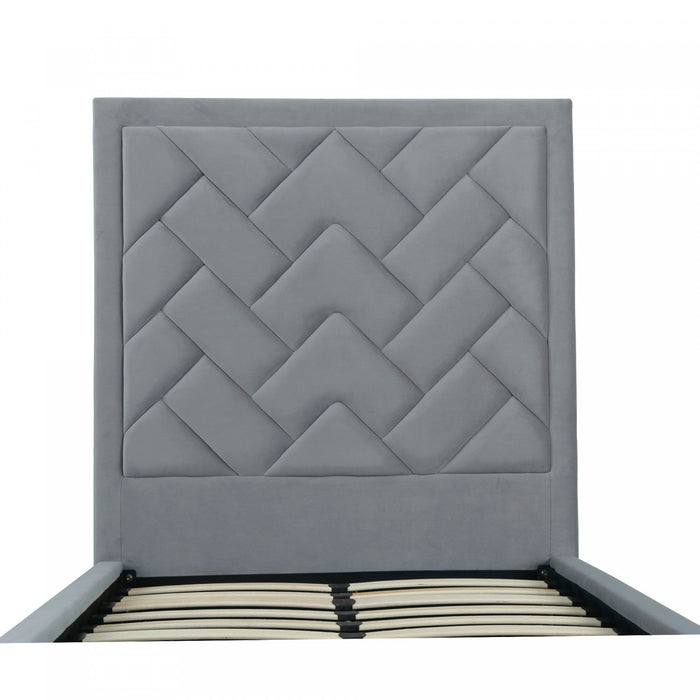 Crosby Modern Upholstered Velvet Twin Bed in Gray 