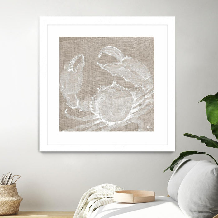 \"Neutral Surf Side I\" Matted and Framed White 36x36 Wall Art