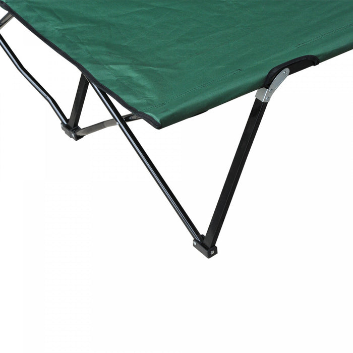 Outsunny 76" Two Person Folding Camping Cot With Carrying Bag, Green