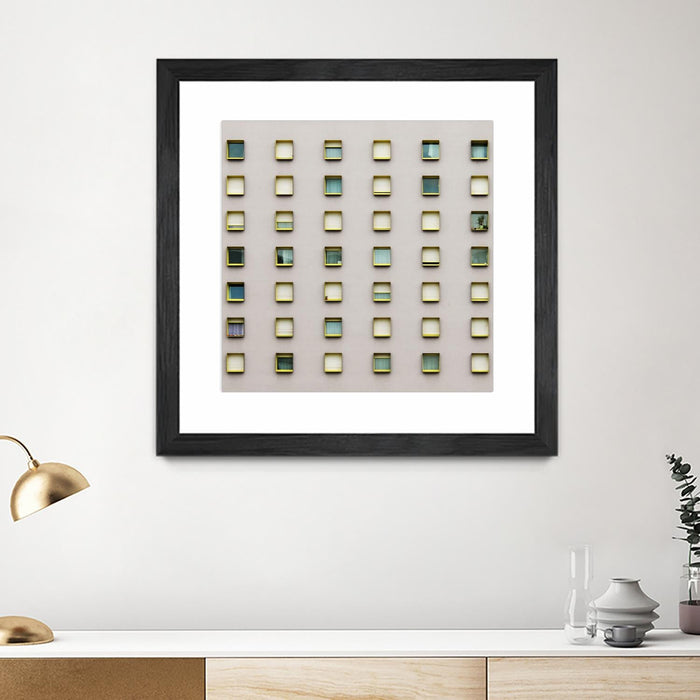 \"Windows Ii\" Matted and Framed Black 36x36 Wall Art