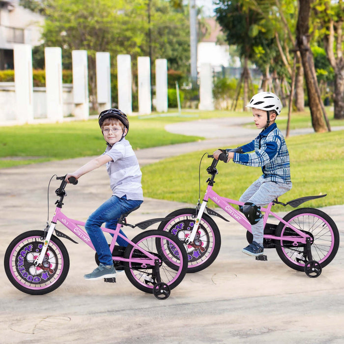 Costway 18" Kid's Bike For 4-8 With Height-adjustable Handlebar & Saddle Handbrake Purple