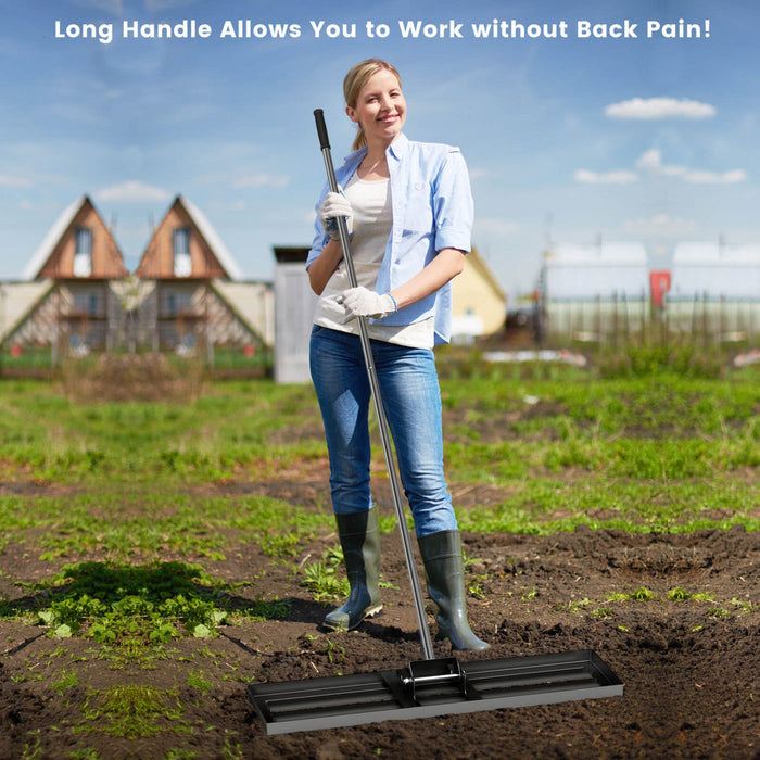 Costway Lawn Leveling Rake 36" X 10" Heavy Duty Level Lawn Tool For Garden Backyard/lawn Black