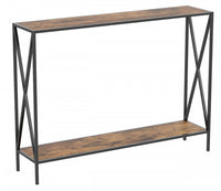 40” Console Table With 1 Shelf - Brown Reclaimed Wood Black Metal Base 