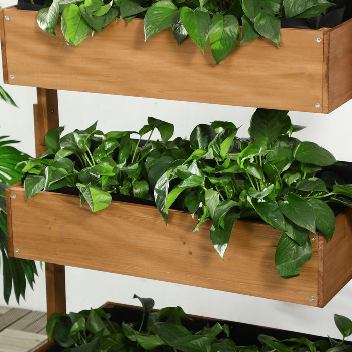 Outsunny 4-tier Raised Garden Bed, Vertical Elevated Planter Rack With Non-woven Fabric, Wooden Rais