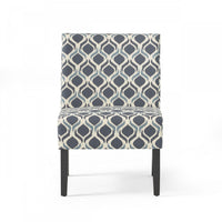 Oliver Linen-look Fabric Accent Chair With Rubberwood Legs - Blue and Grey 